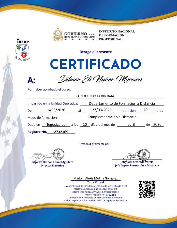 Certificado Conociendo La Big Data – INFOP