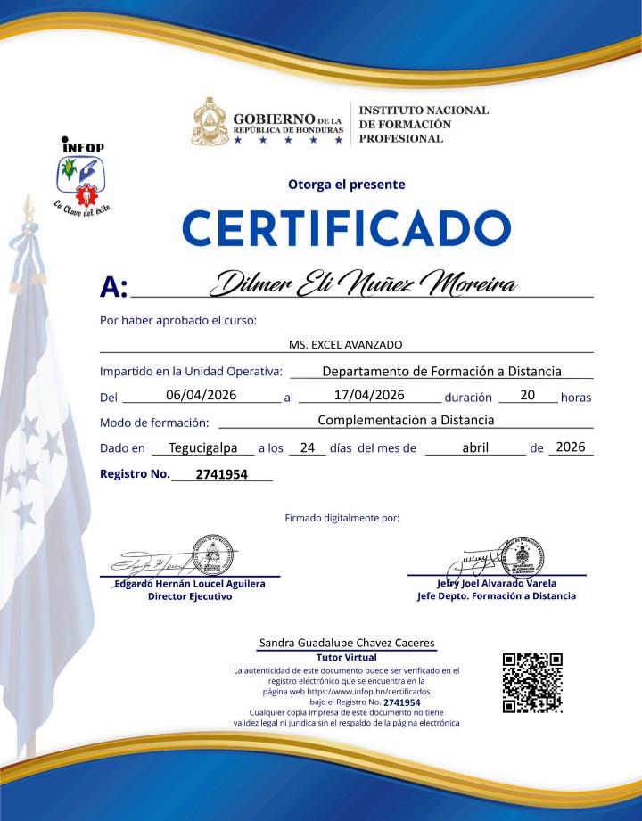 Certificado Excel Avanzado – INFOP