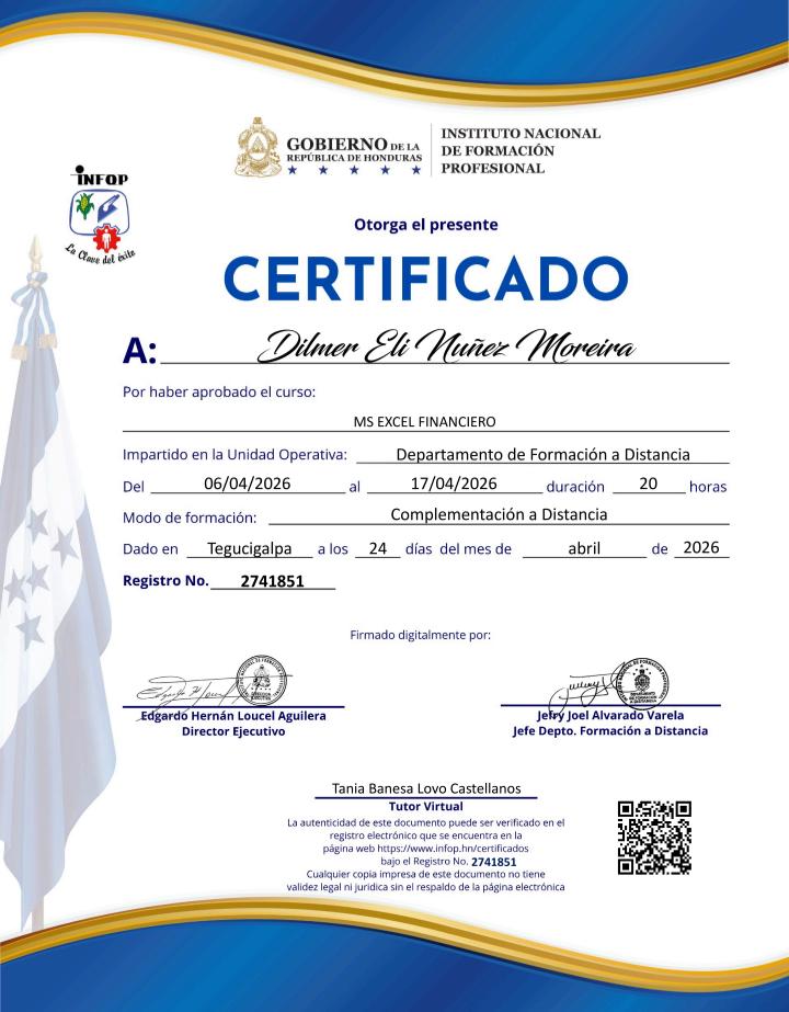 Certificado Excel Financiero – INFOP