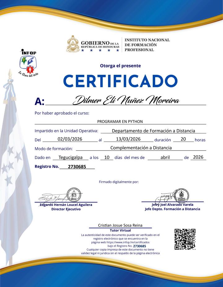 Certificado Programación en Python – INFOP