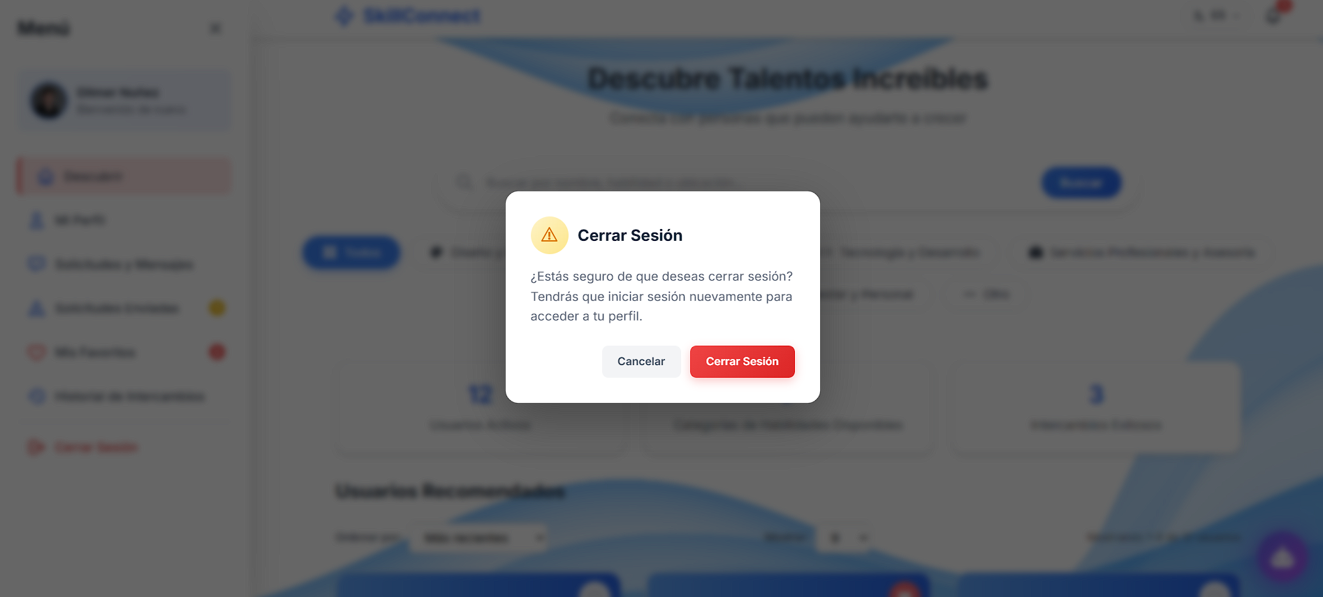 Diálogo Cerrar Sesión