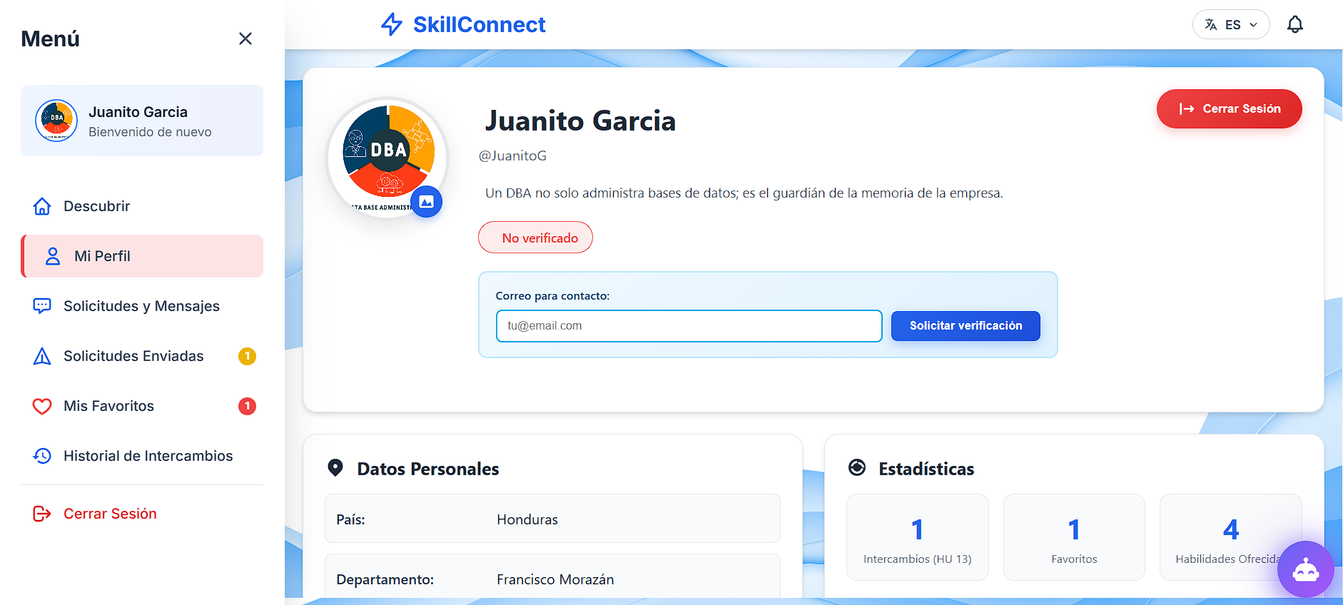 Perfil Usuario - Vista 1